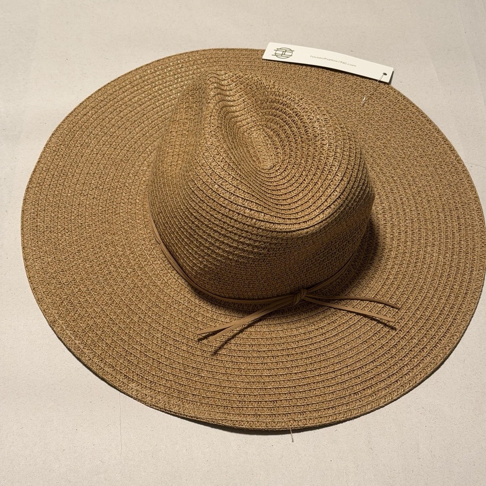 House of Harlow 1960 Wide Brim Straw Sun Hat Tan NWT